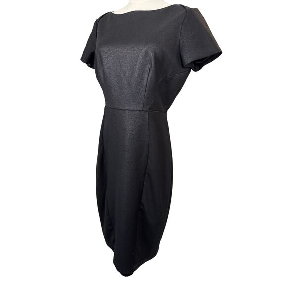 Tahari Metallic Textured Sheath Dress Black Shimmer low knee 10 - Picture 2 of 5